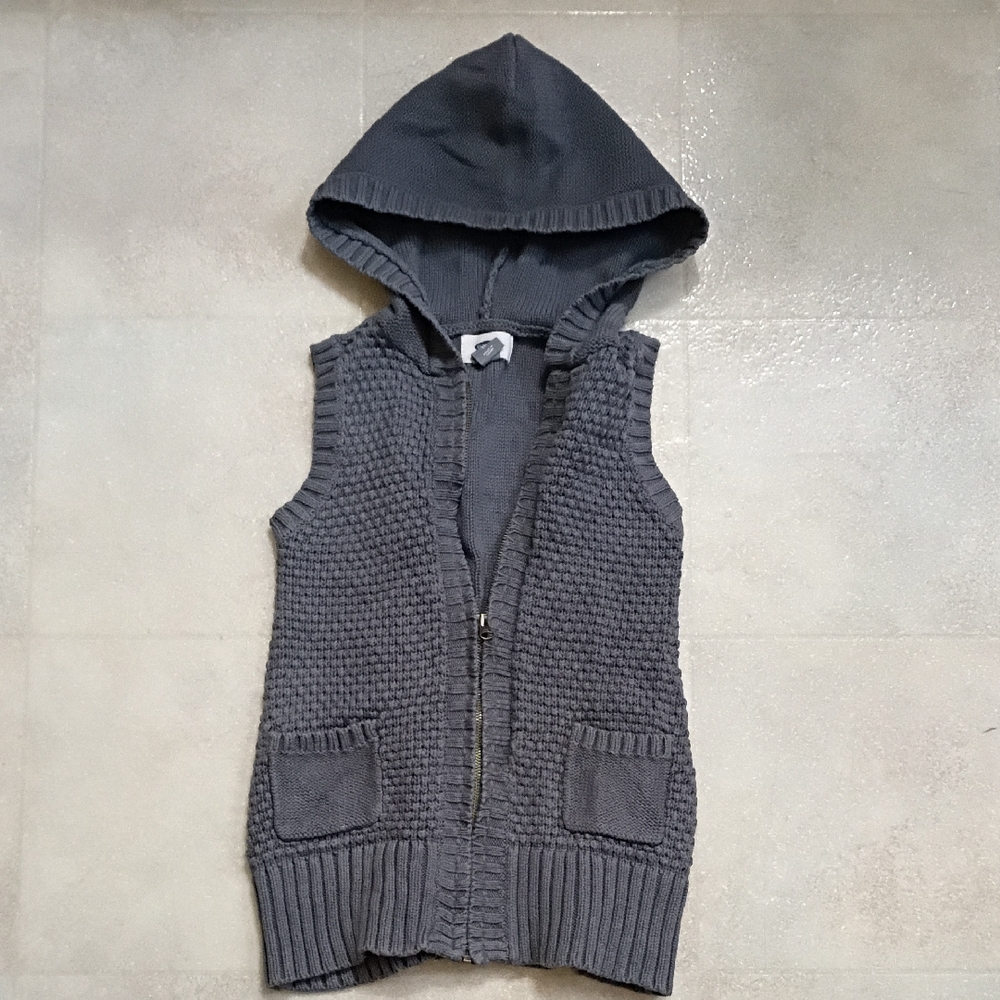 Old Navy Charcoal Knit Vest with Hood